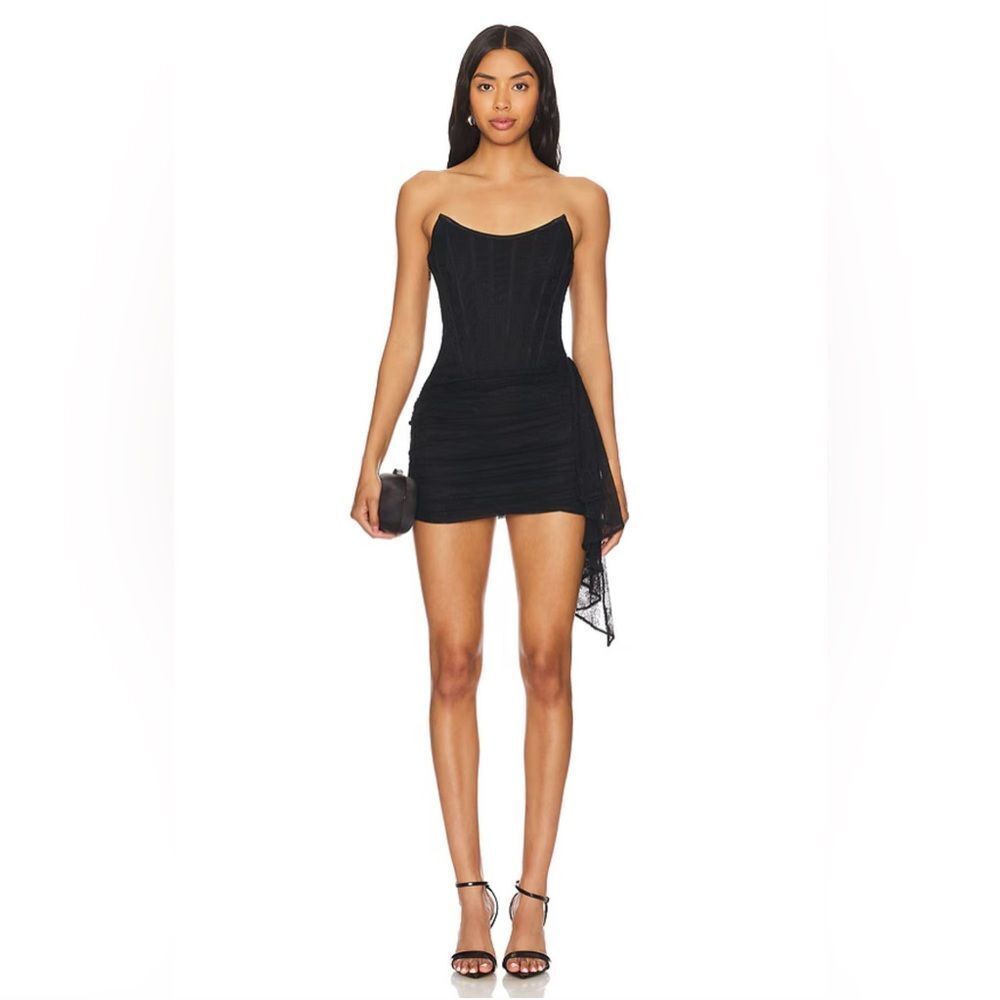 NBD Lynette Mini Dress Black Lace Strapless Corset Sz XS NWT